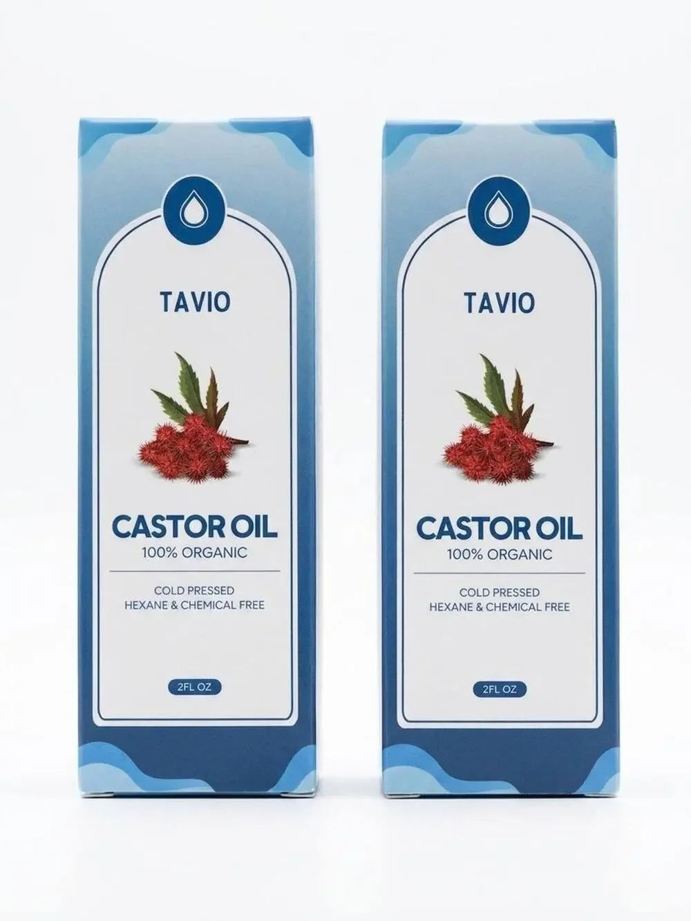 2 Pack Tavio 100% Organic Cold Pressed Castor Oil, 2 Oz Chemical Free